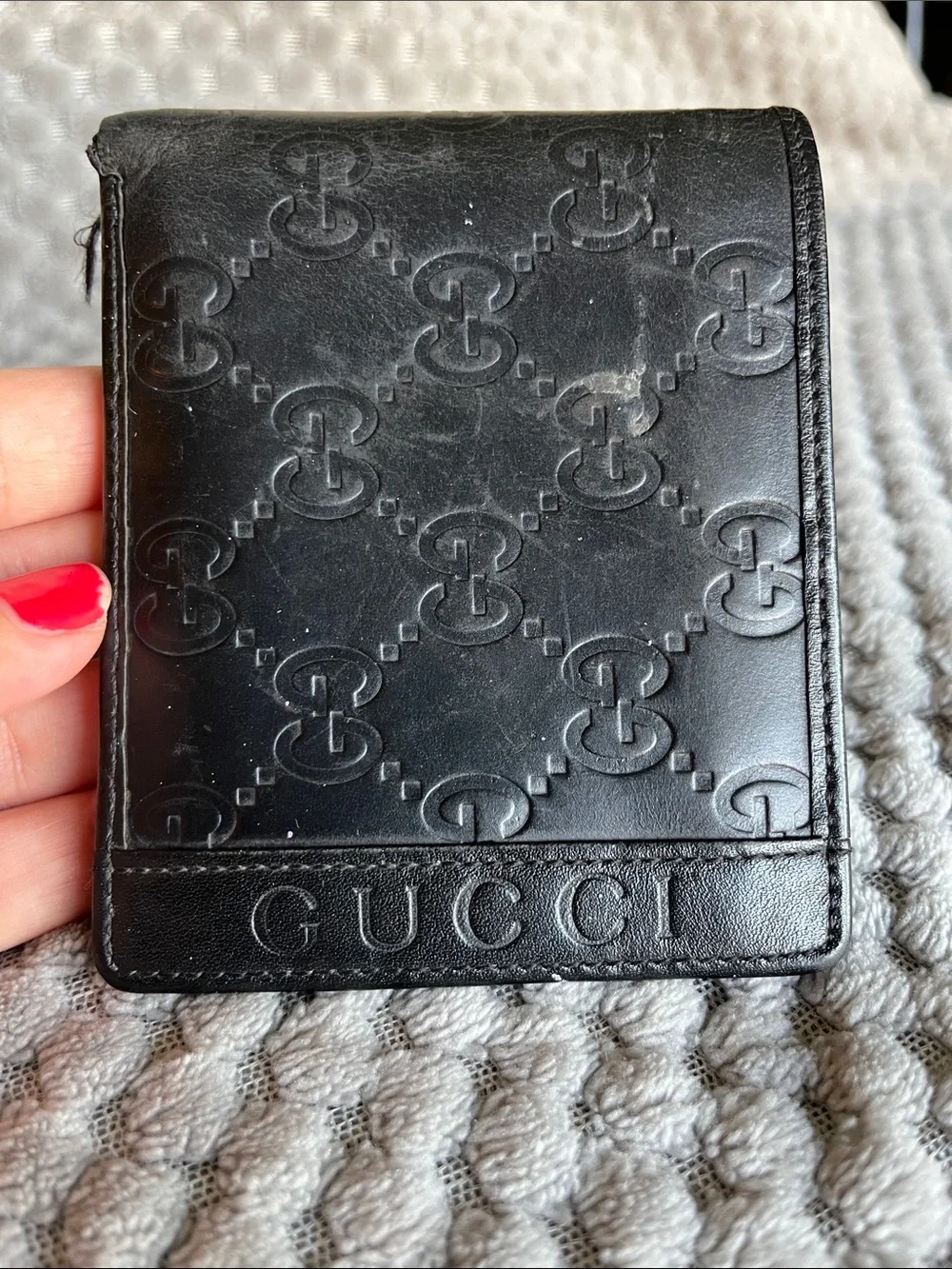 Gucci Black Embossed GG Leather Wallet